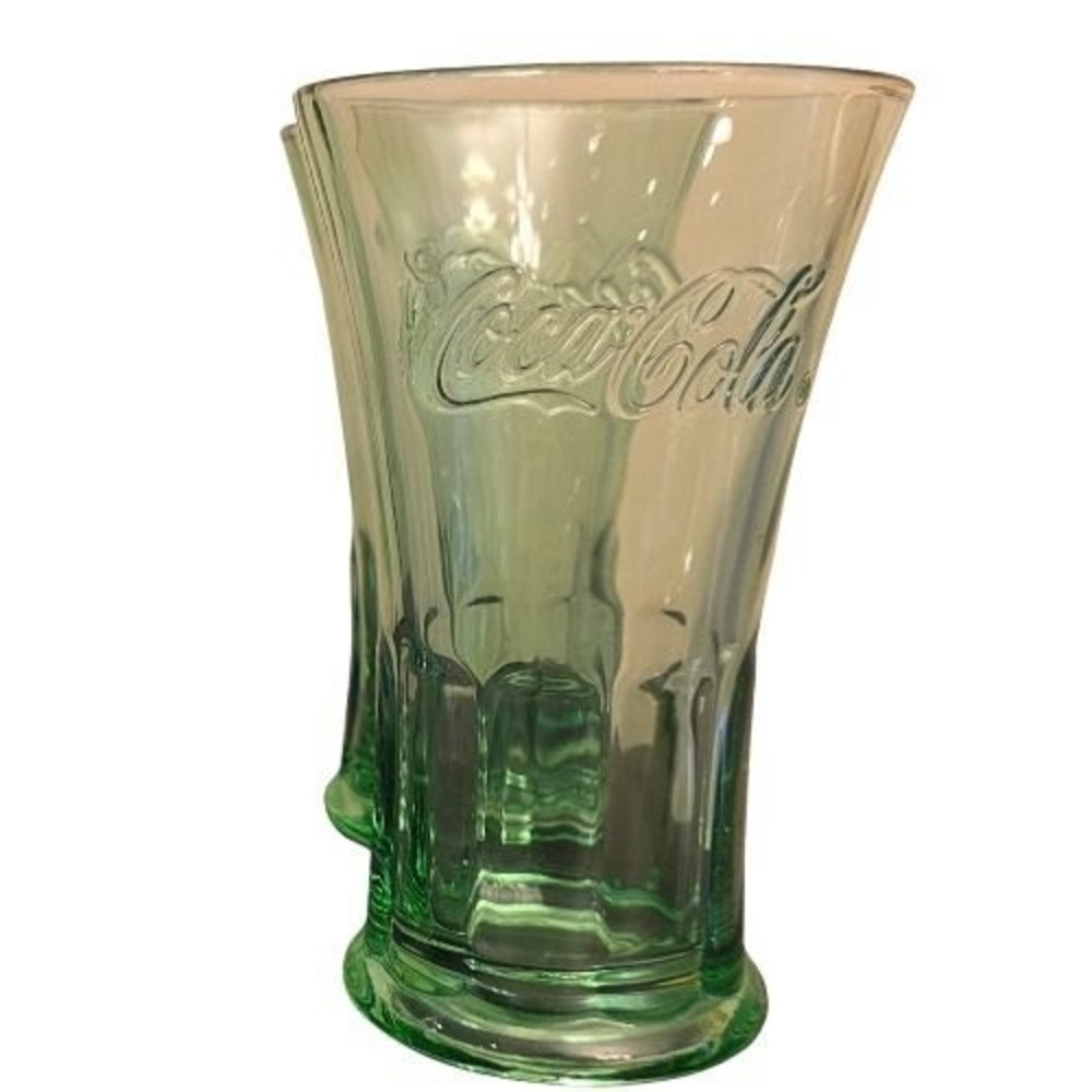Libby Coca-Cola Georgia Green Heavy Glass Tumbler Embossed Logo 6in 16oz Contour